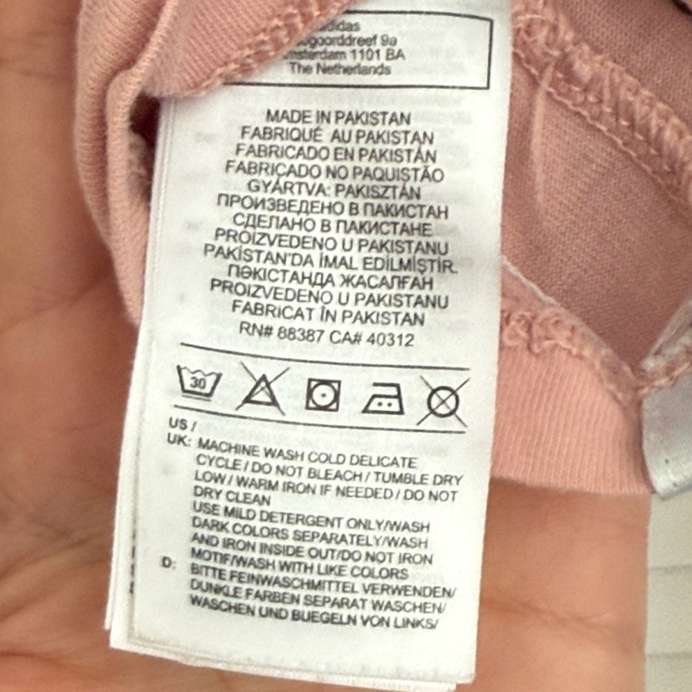 adidas Pink Cropped Tee with Logo Tape - Picture 5 of 5